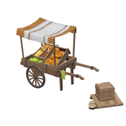 수확이 풍부한 과일 수레