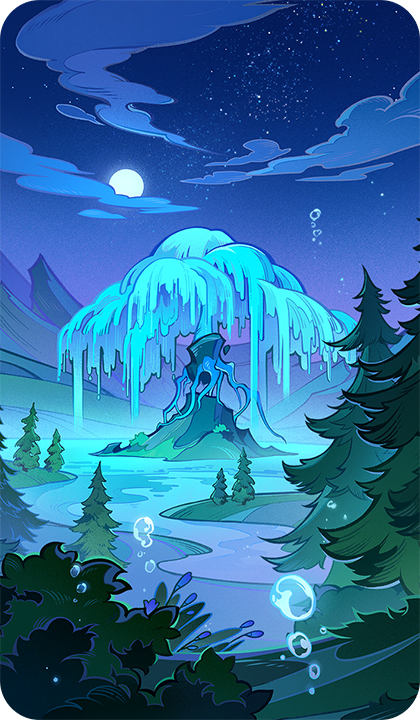 호수 위 버드나무