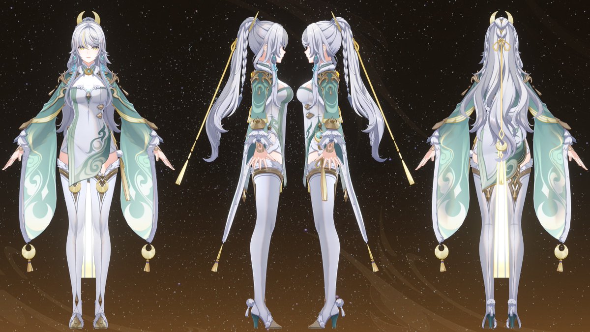 원신의 5성 캐릭터 자백의 능력치와 활용법을 나타내는 공식 렌더 이미지