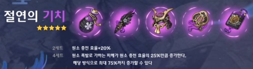 원신 절연의 기치 4세트 성유물 세트 이미지