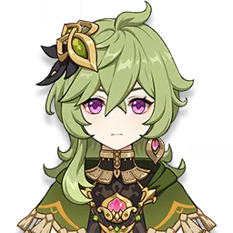 원신 만개 파티 캐릭터: 콜레이, 바바라, 리사, 바람 주인공